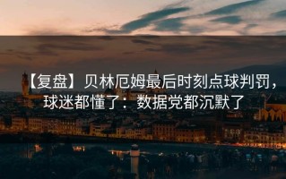 【复盘】贝林厄姆最后时刻点球判罚，球迷都懂了：数据党都沉默了